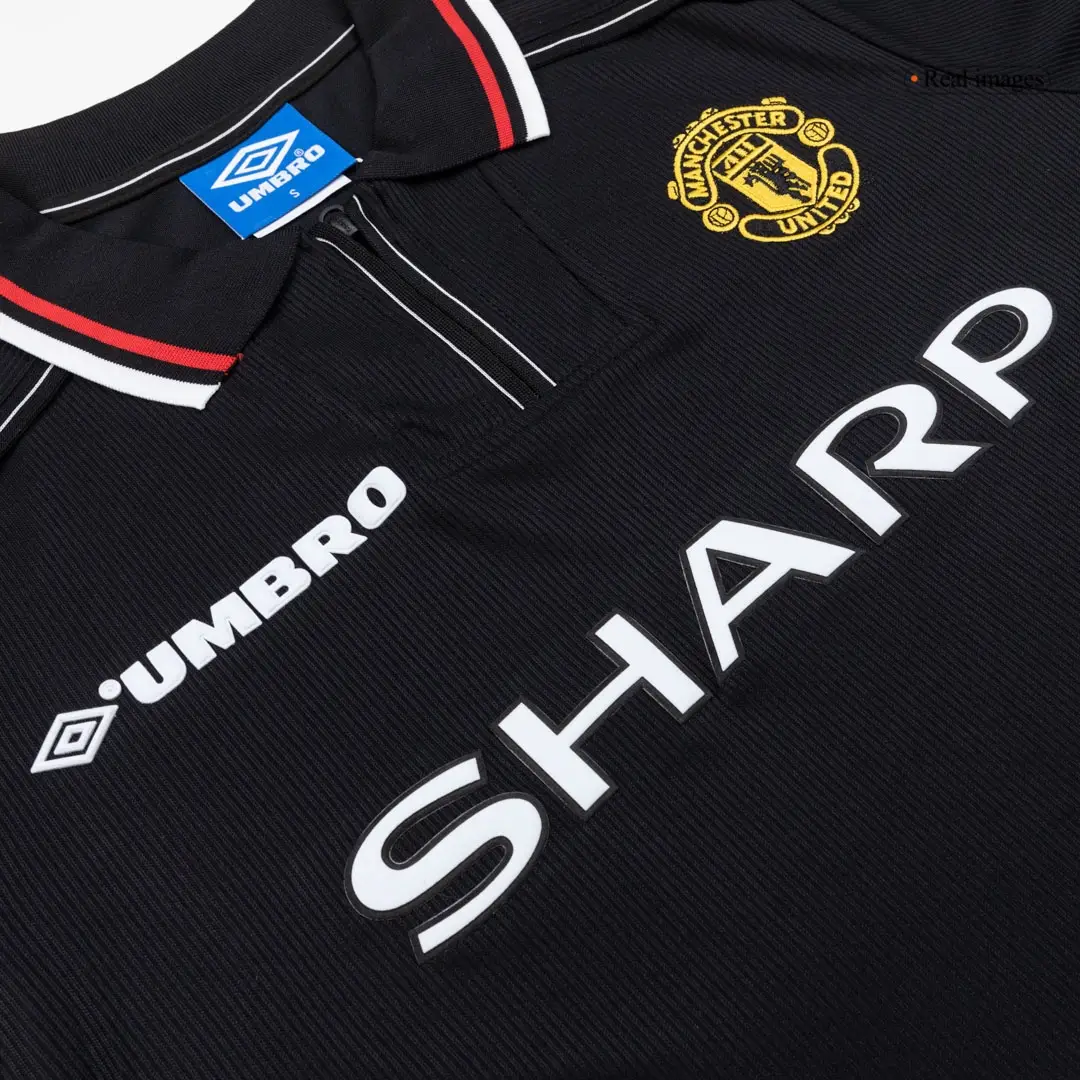 Manchester United 1998/99 Away Long Sleeve Retro Soccer Jersey Black