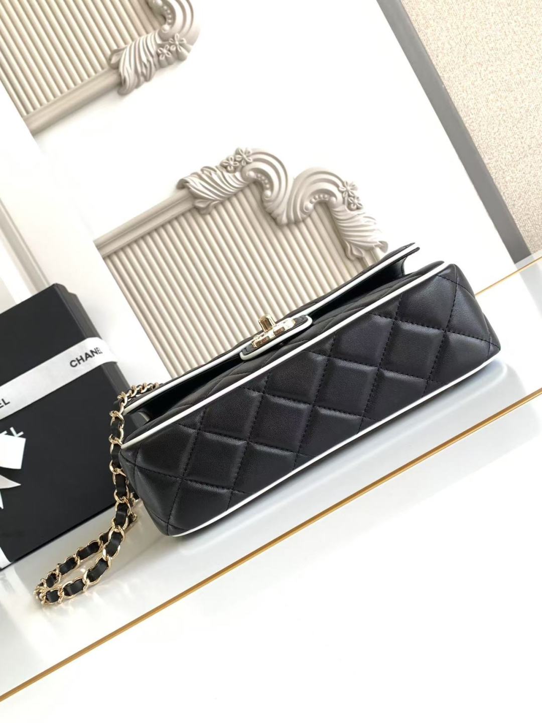 Chanel Small Graphic Frame Flap Bag Black 23cm