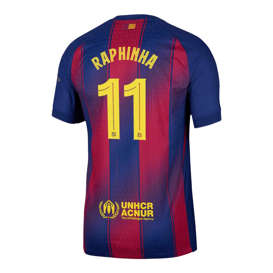 RAPHINHA #11 Barcelona Home Player Version Soccer Jersey 2025/26 - UCL
