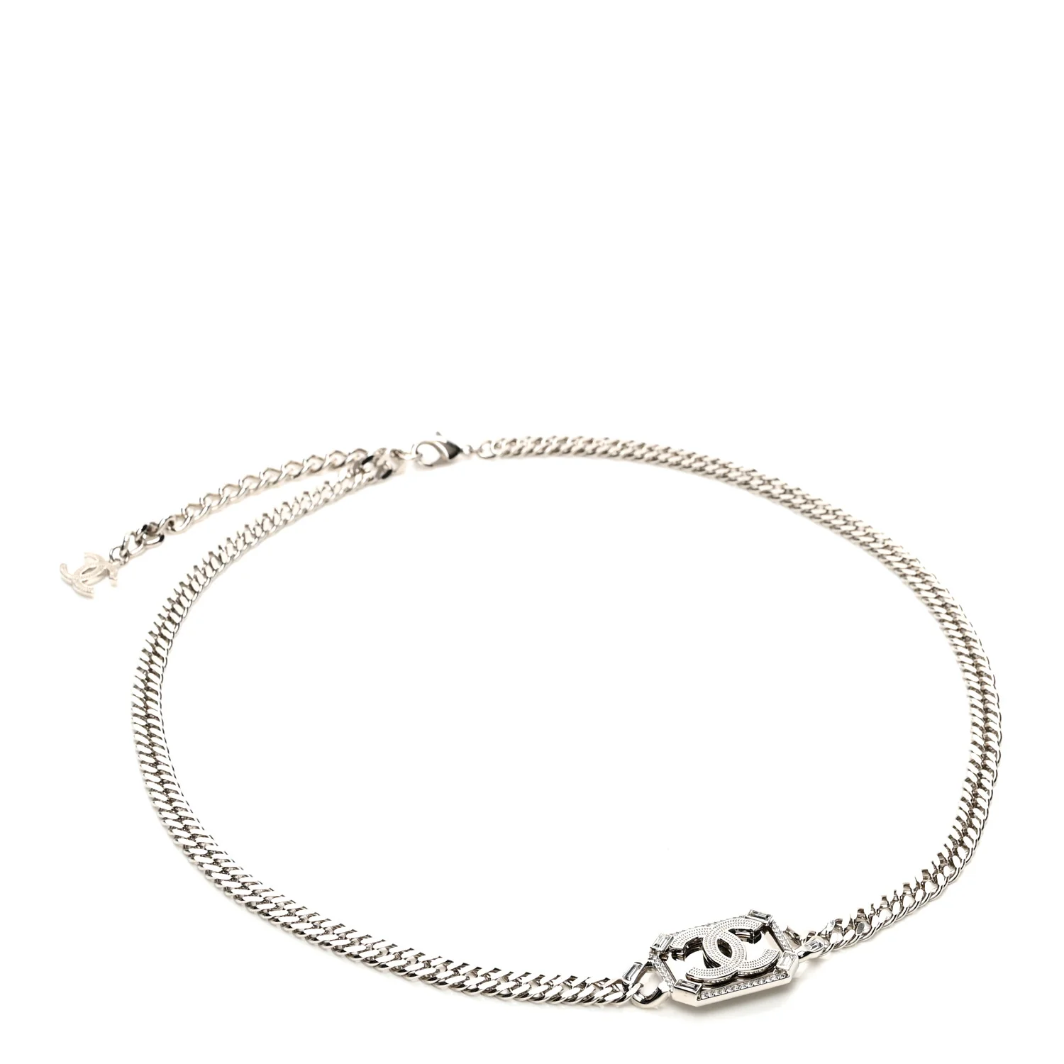 Metal Crystal CC Vendome Chain Belt 75 Silver