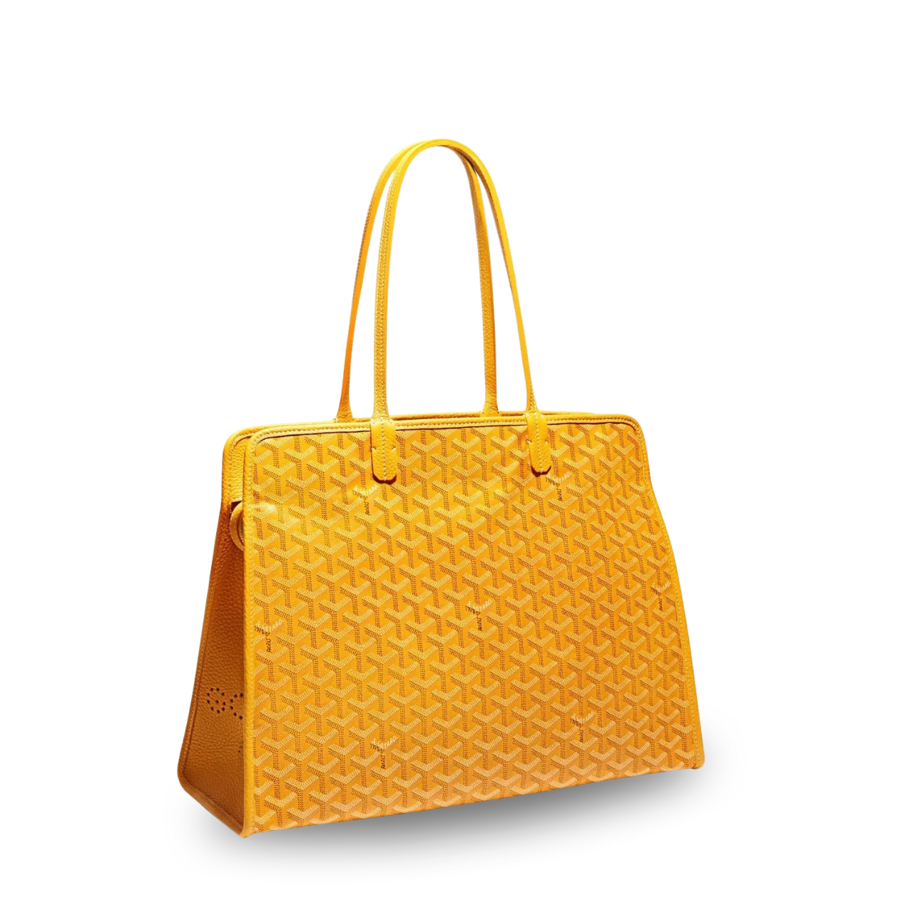 Goyard Hardy Pm Bag 40 Cm Yellow Goyardine Canvas And Taurillon Leather Trim
