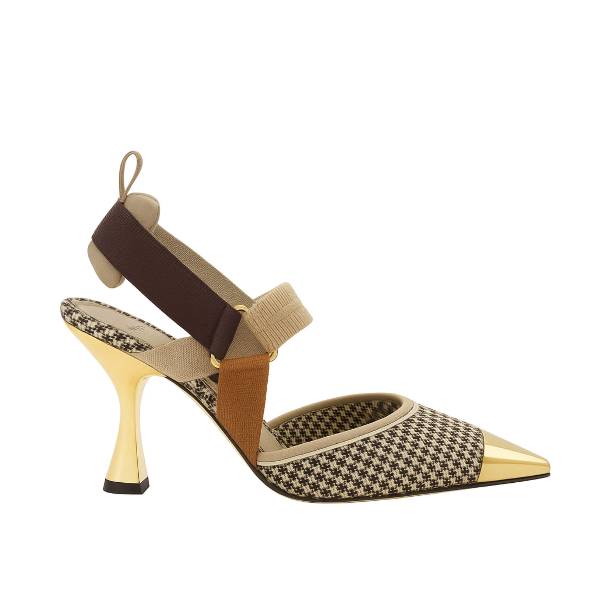 Fendi Colibri 85Mm Beaded Slingback Pumps Gold Black