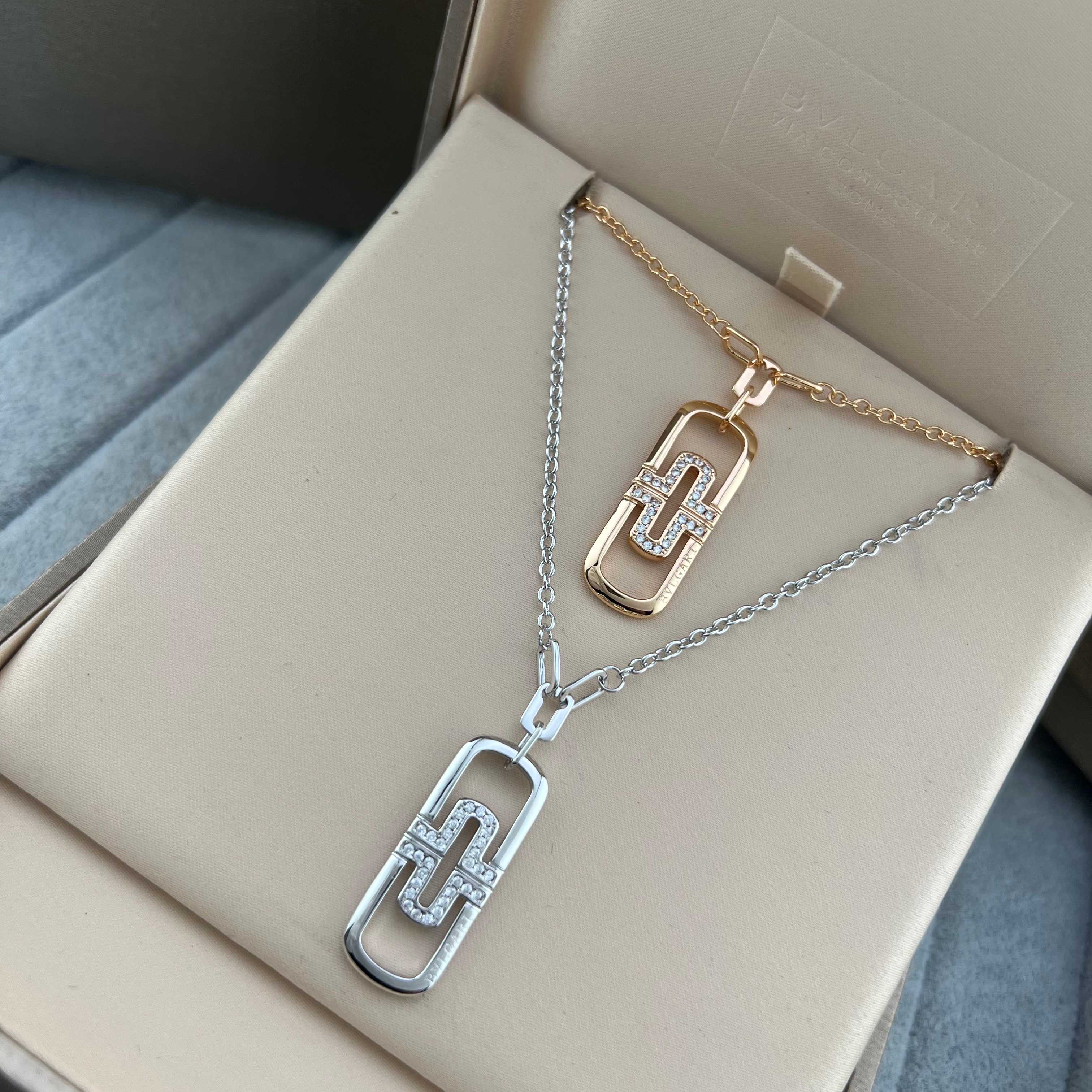 Medium Half Diamond Paperclip Necklace