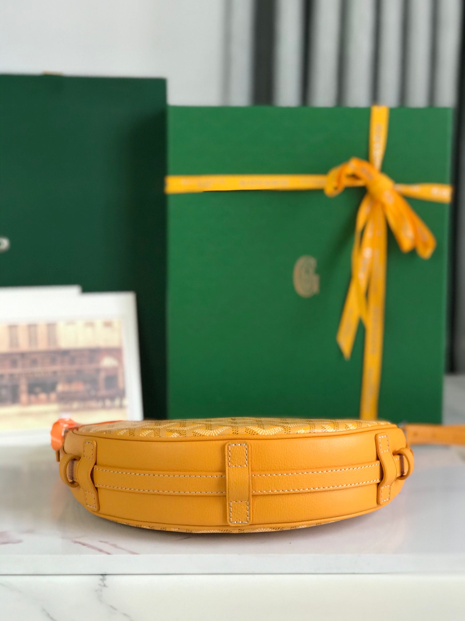 Goyard Hirondelle Bag 25 Cm Yellow Lambskin And Goyardine Canvas