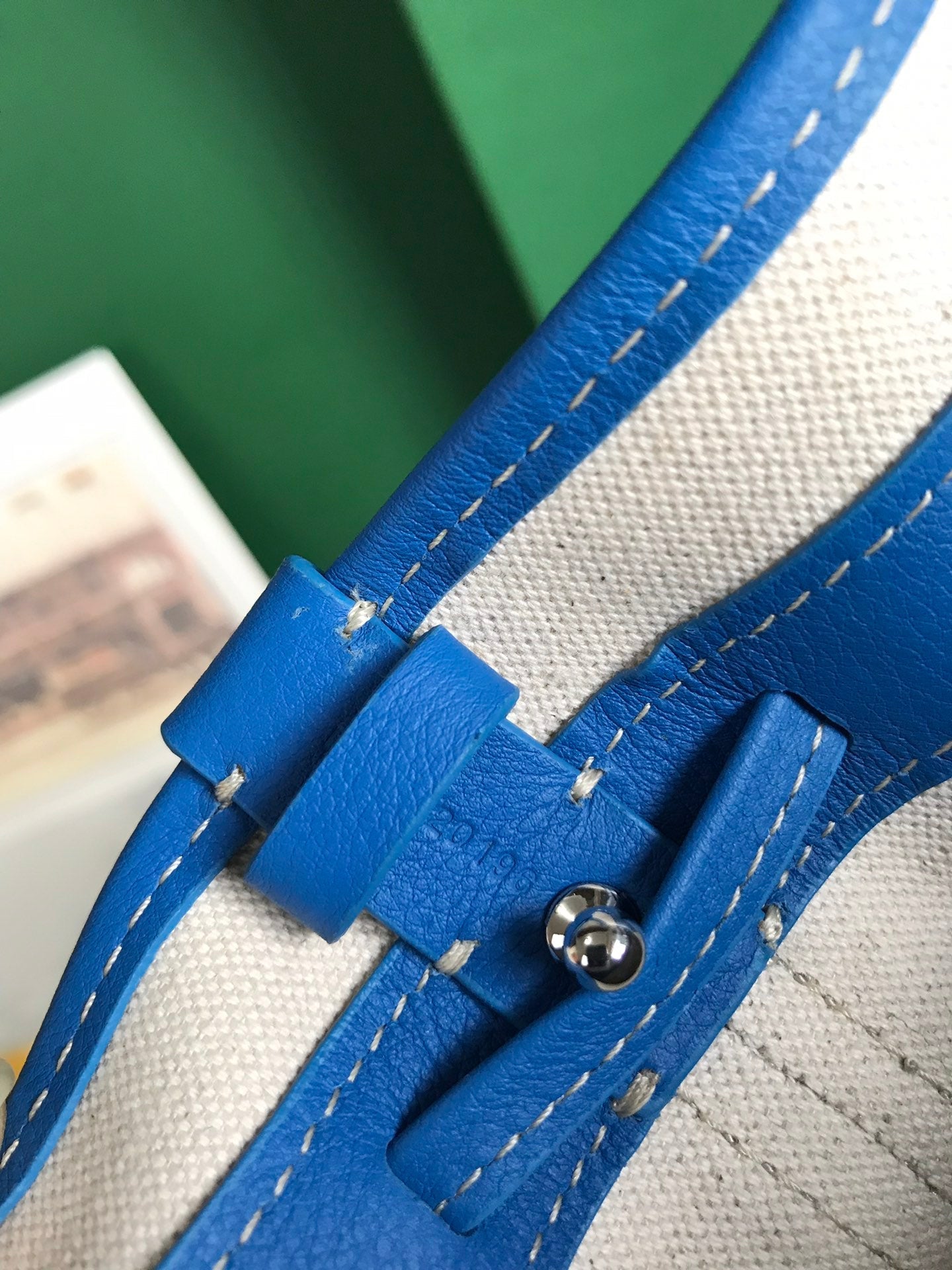 Goyard Petit Flot Bucket Bag 22 Cm Sapphire Blue Goyardine Canvas And Lambskin Trim