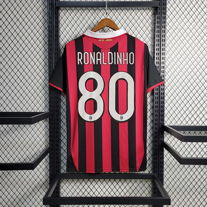 Retro 2009-10 AC Milan Home ZAMBROTTA KAKA MALDINI RONALDINHO BECKHAM ELSHAARAWY PIRLO Football jersey retro