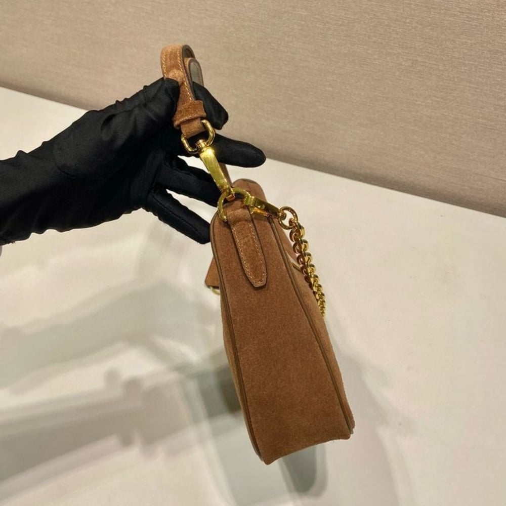 Prada Re Edition Mini Suede Bag Dark Brown 28Cm 1Bc204 2C4S F0324 V Qoo