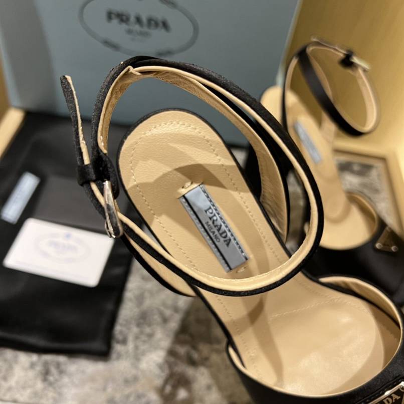 Prada High Heeled Satin Sandals Black 1Xp48B 049 F0002 F 135