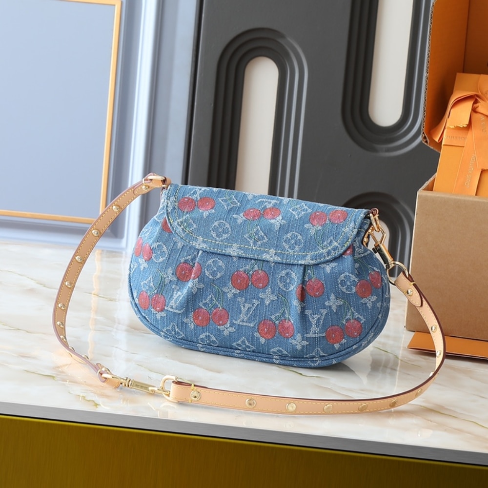 Louis Vuitton X Takashi Murakami Sunset Monogram Cherry Denim Bag 27cm M13680
