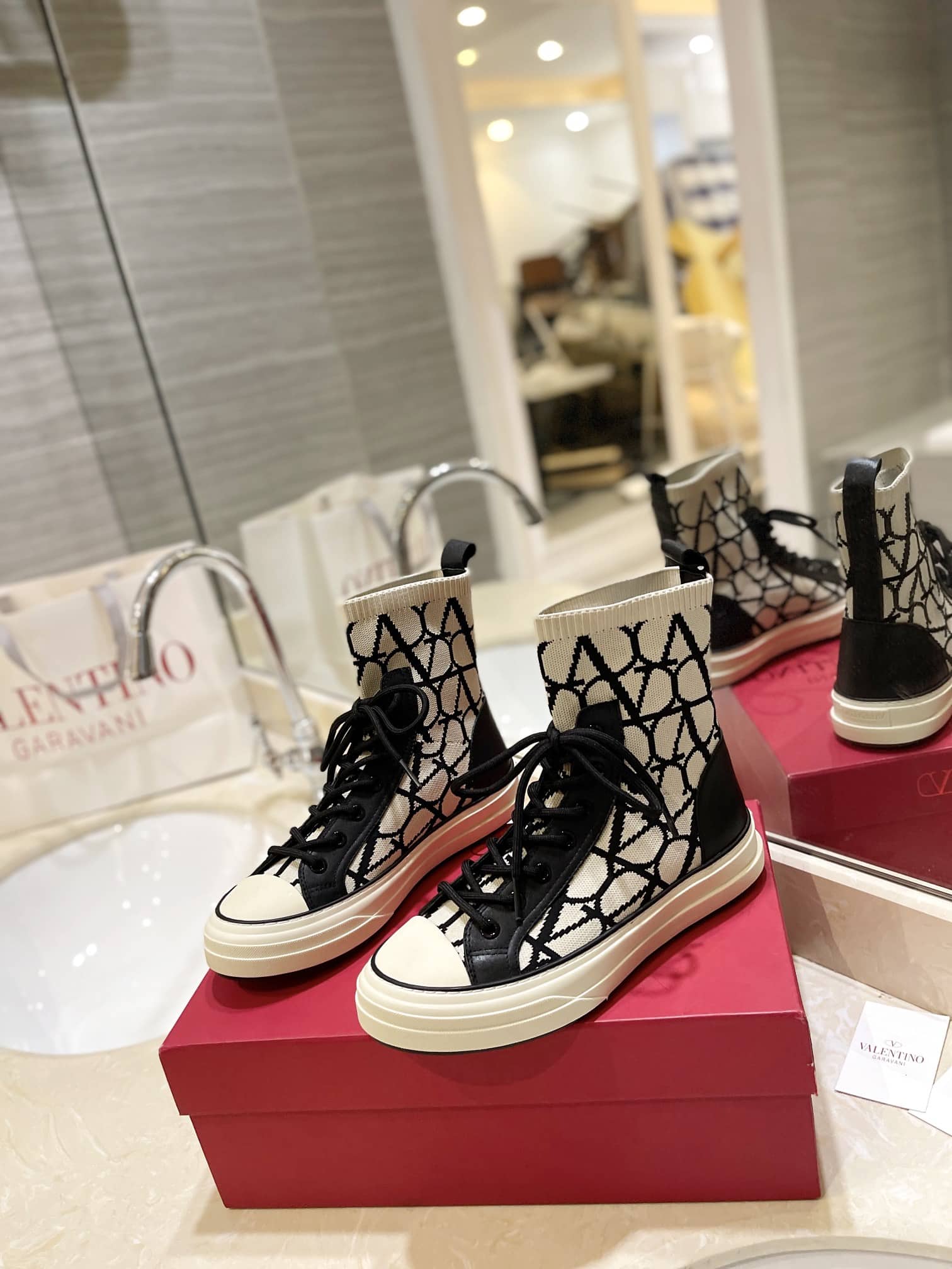 Valentino Garavani Toile Iconographe Socks Sneakers White