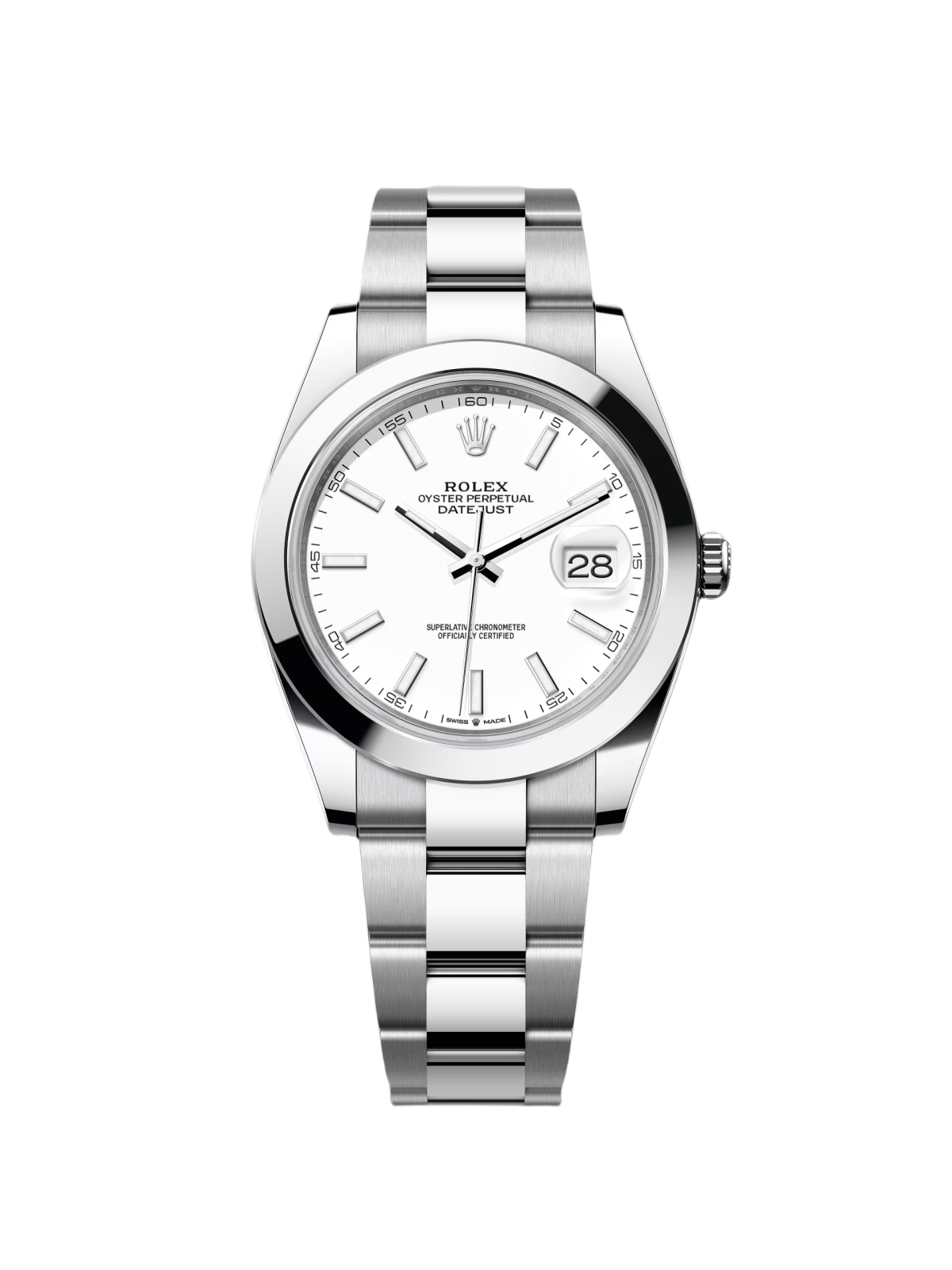Rolex  Datejust 41mm 126300 White Index Oyster Stainless Steel Watch