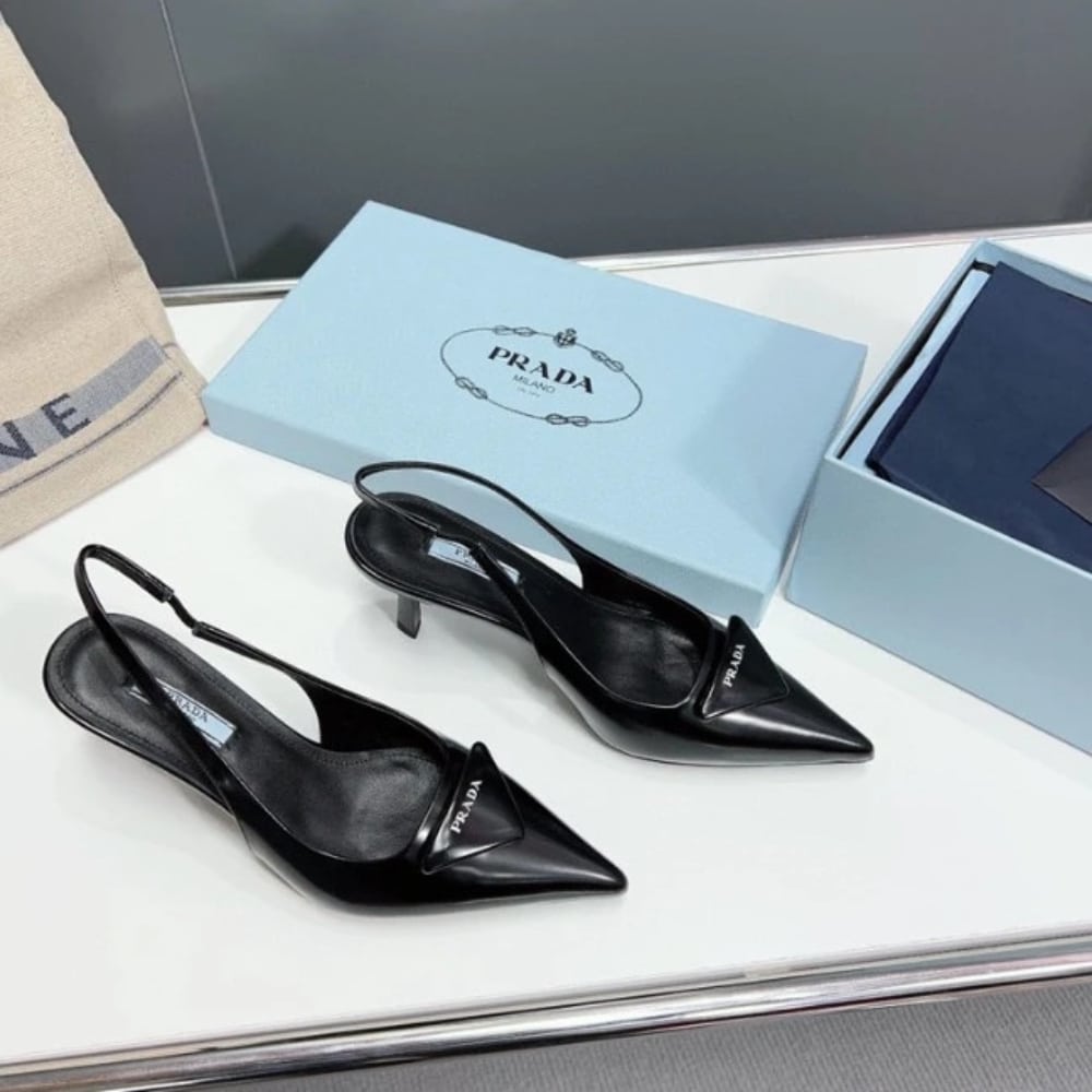 Prada Brushed Leather Slingback Pumps Black 1I901M 055 F0002 F 075