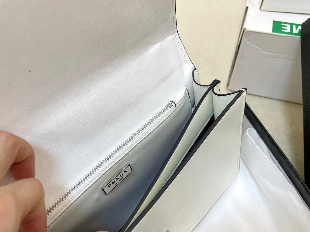 Prada Emblème Brushed-Leather Bag White 24cm