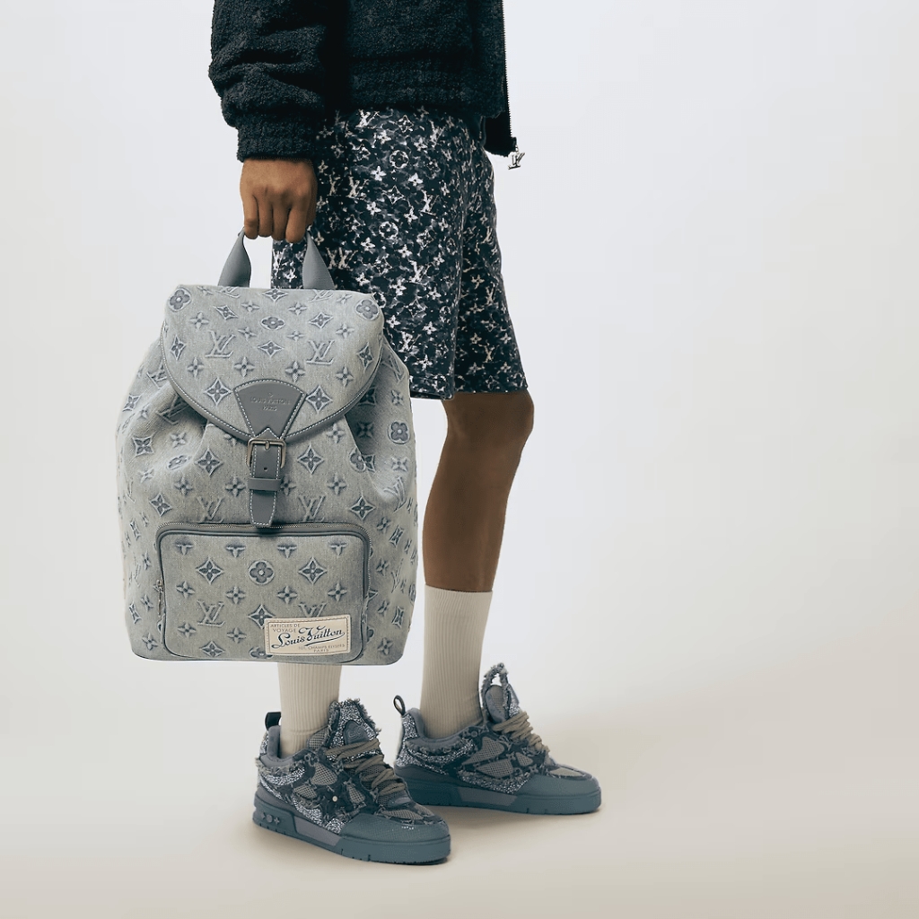 Louis Vuitton Montsouris Backpack Monogram Wash Denim Blue 40Cm M22534