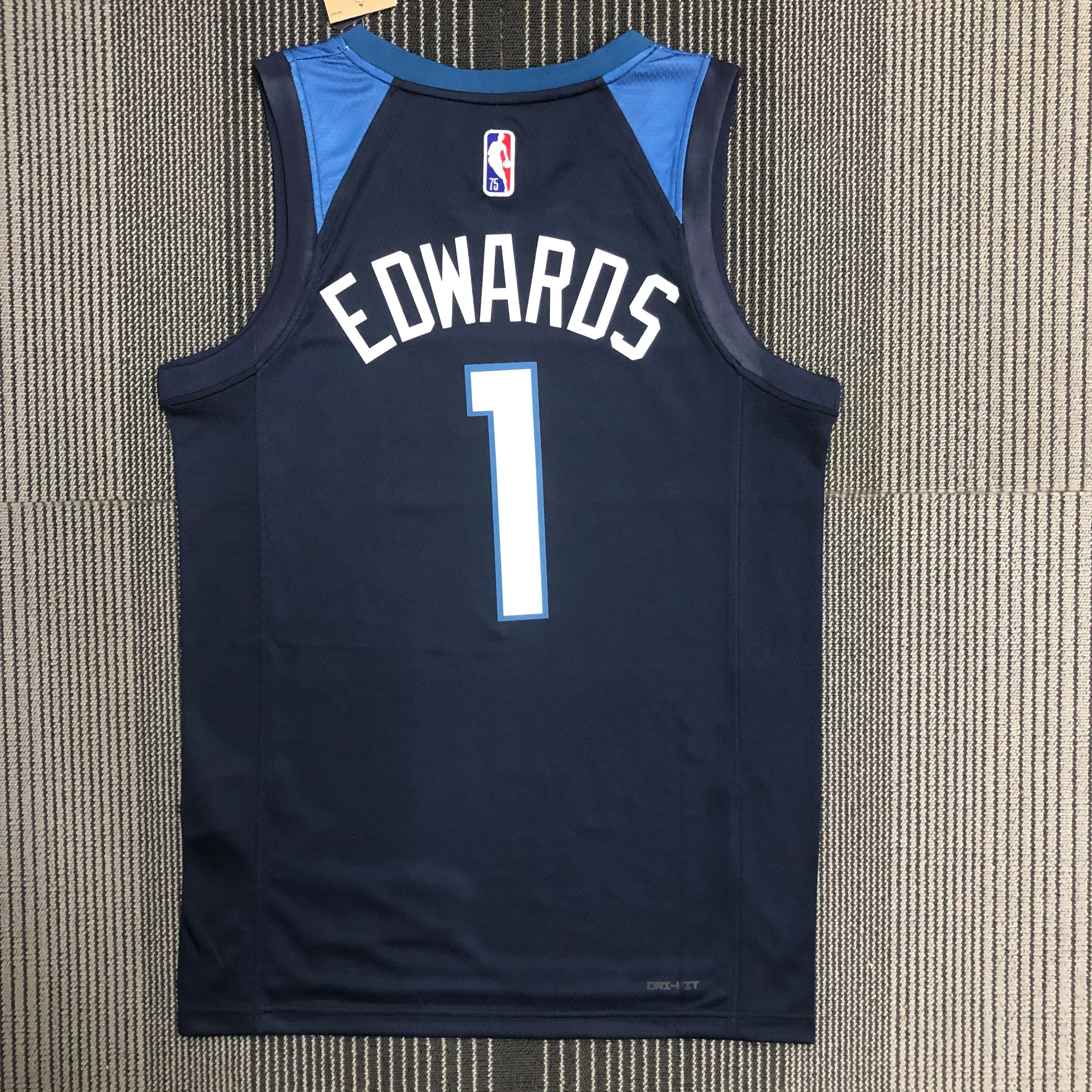 NBA 75th Anniversary Minnesota Timberwolves 1 Edwards Basketball Jersey