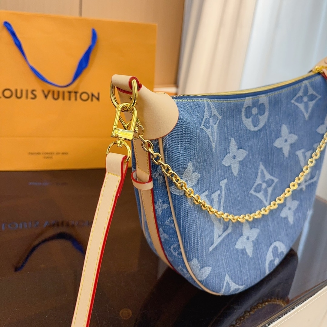 Louis Vuitton Loop Hobo Monogram Denim Bag Blue 35Cm