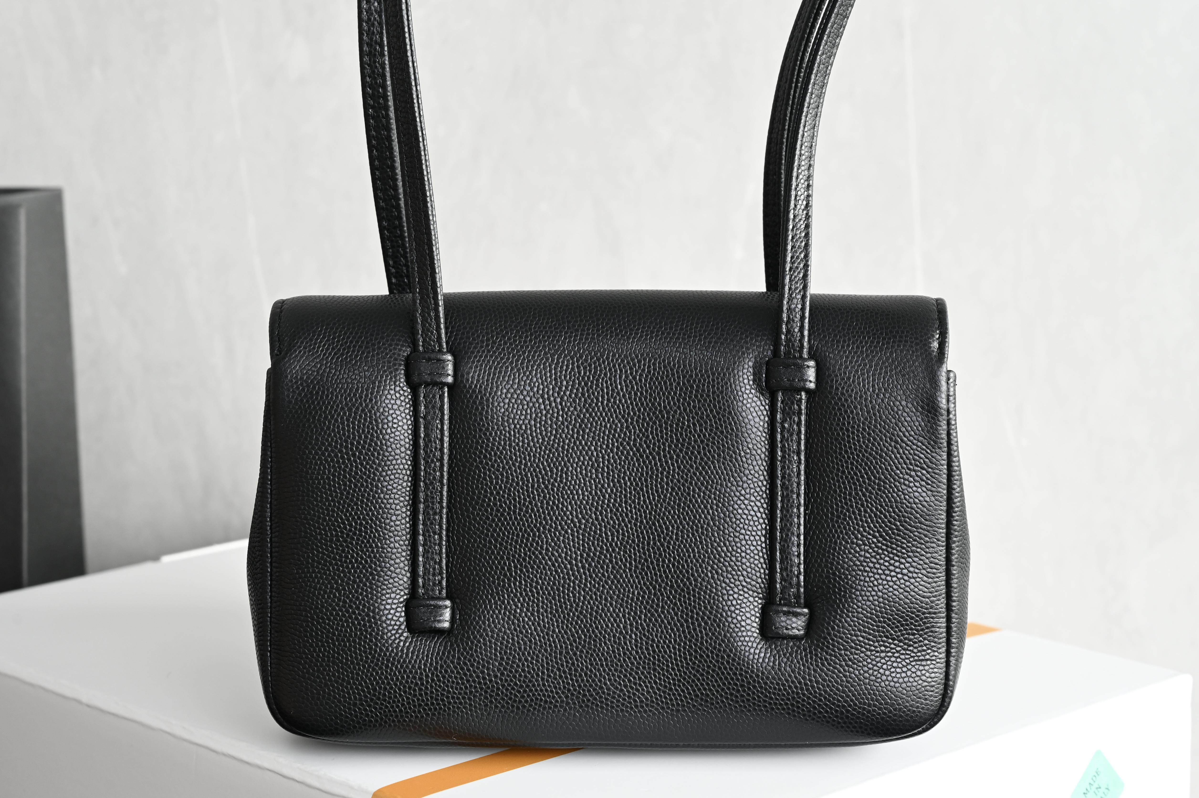 26S Preppy Coco Mini Flap Bag in Black Grained Shiny Calfskin with Gold-Tone Hardware