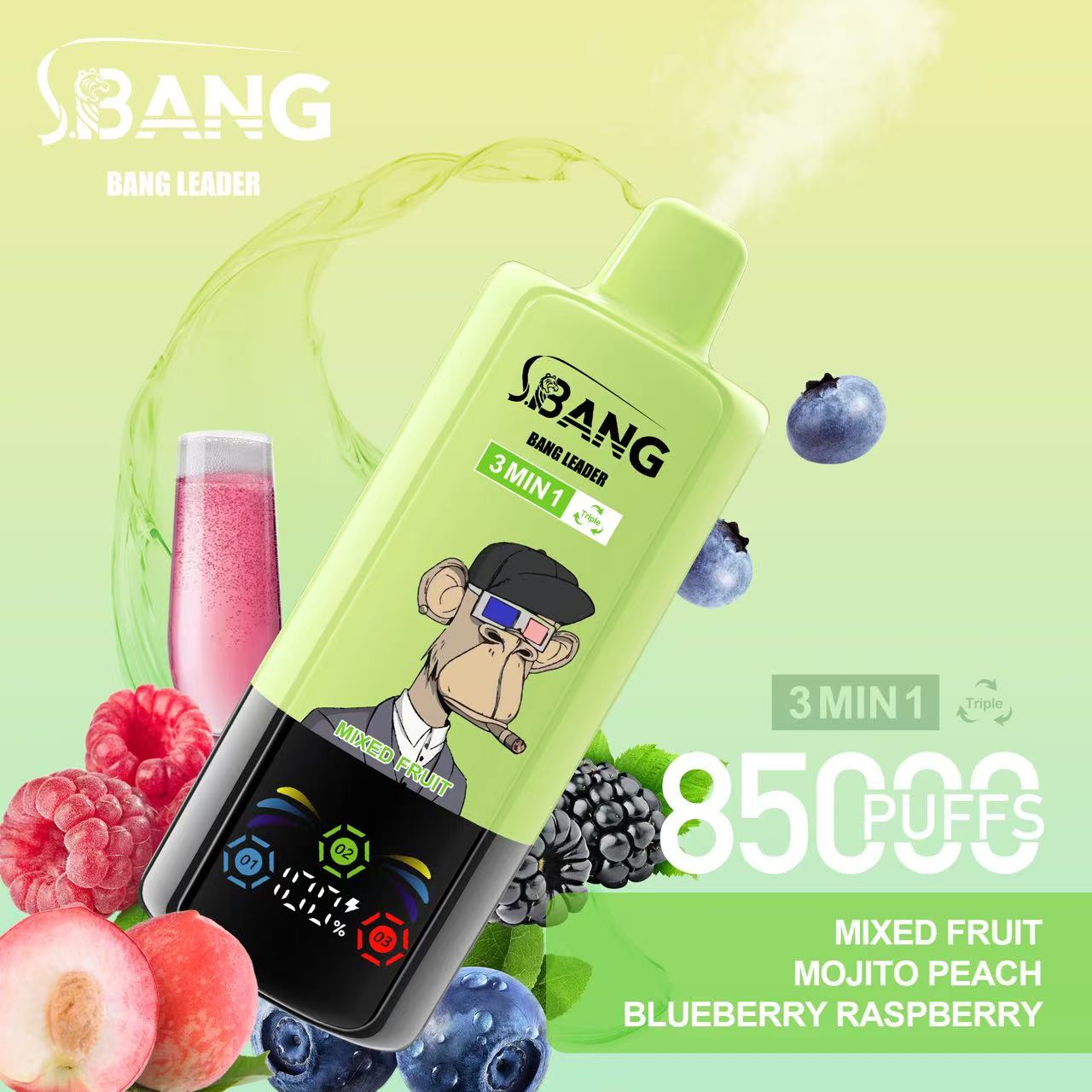 Bang Leader 85K Puffs 3-in-1 Prefilled Vape | 3 Adjustable Flavors, Rechargeable