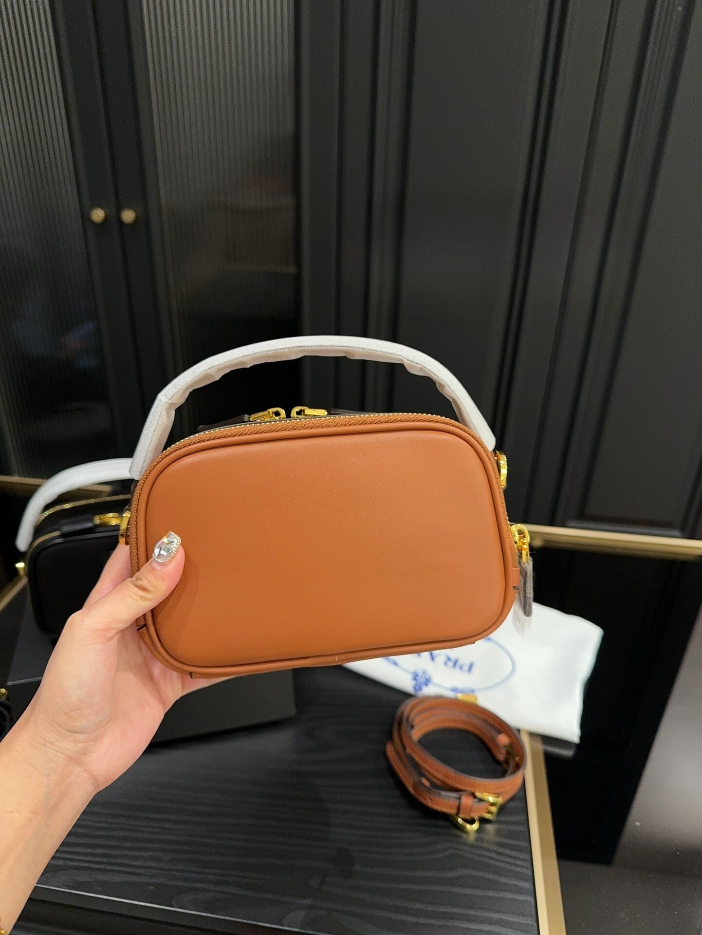 Prada Odette Leather Mini Bag Brown 18Cm