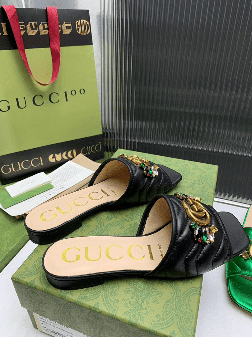 Gucci Women Black Slipper ?With Double G 655463