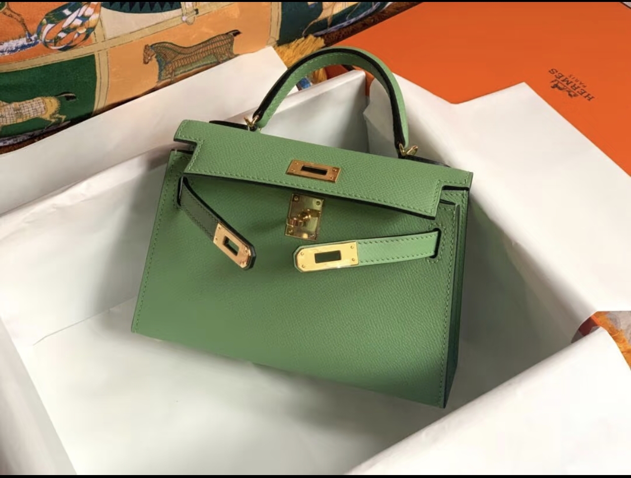 Mini Kelly 2 Avocado Green Gold Buckle Epsom custom