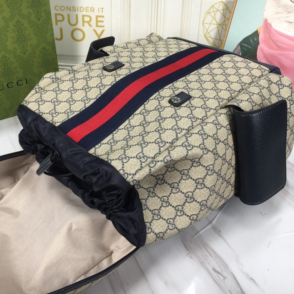 Gucci Ophidia GG Medium Backpack Beige Blue GG Supreme 40cm 598140 HUHAN 4079