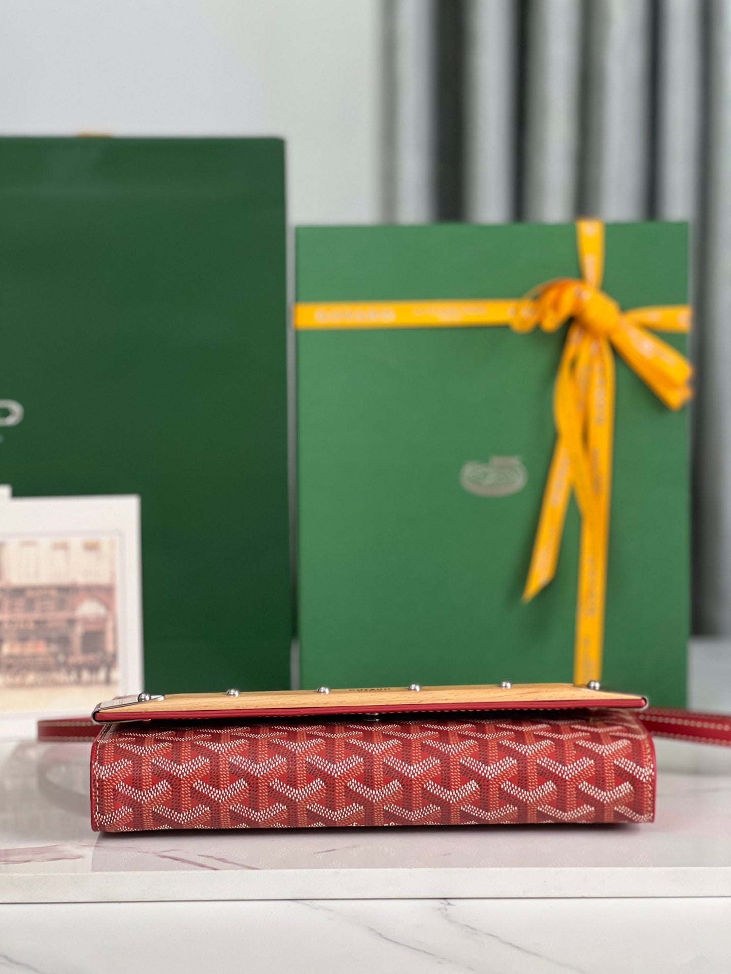 Goyard Monte-Carlo Pm Clutch 25 Cm Classic Red Goyardine Canvas