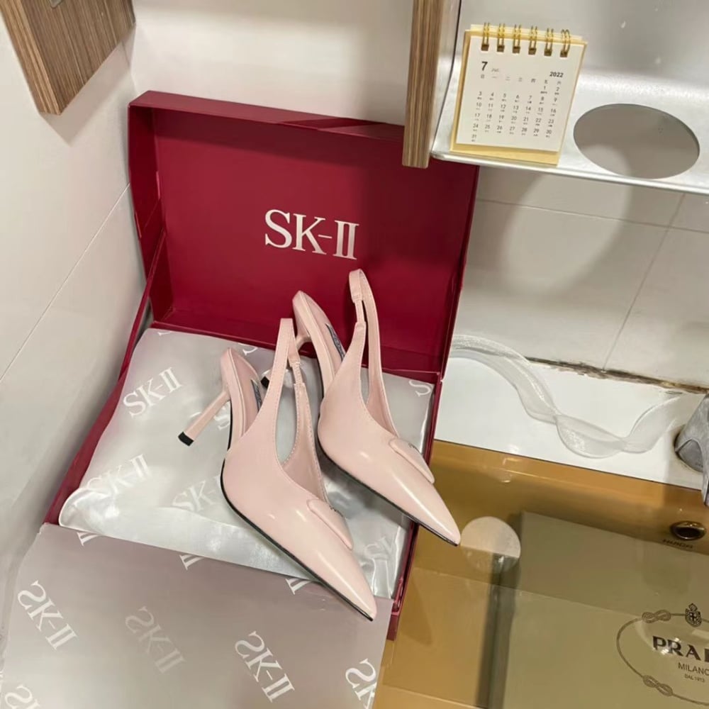 Prada Brushed Leather Slingback Pumps Beige Pink 1I901M 055 F0236 F 075