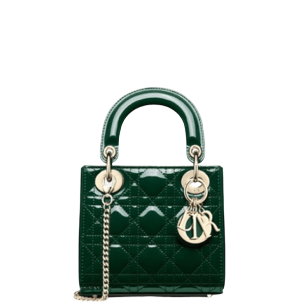 DIOR MEDIUM LADY BLUSH CANNAGE LAMBSKIN BAG DARK GREEN 20CM HIGH QUALITY