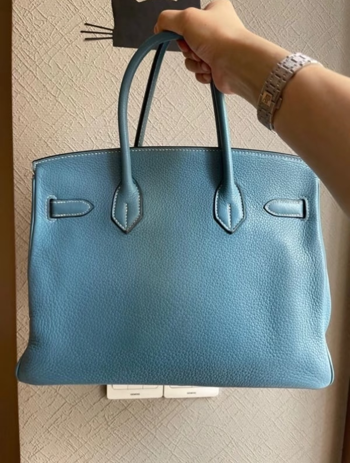 Birkin 25-35 denim blue TOGO leather custom