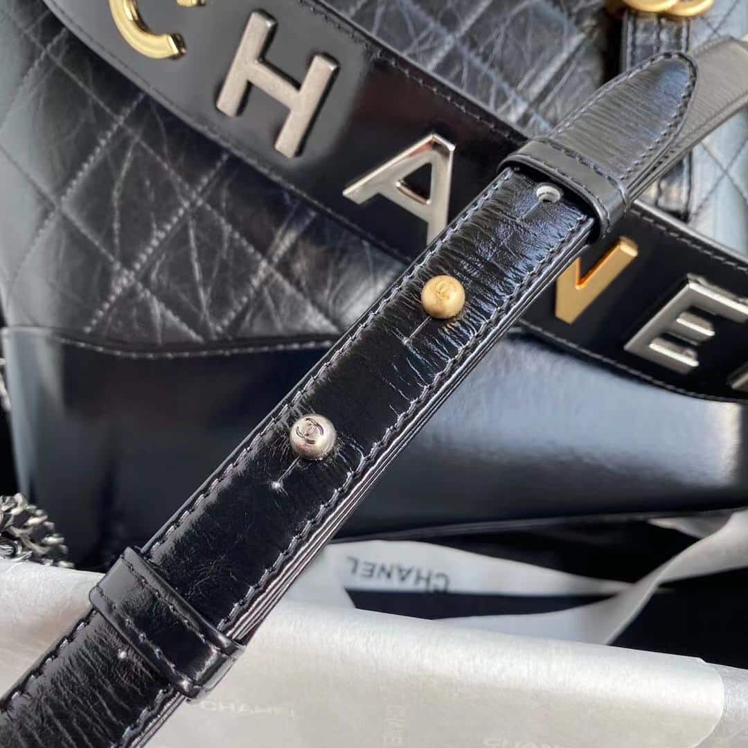 Chanel Gabrielle Small Hobo Bag Smooth Gold Silver Tone Black 20Cm As1582 B03936 94305