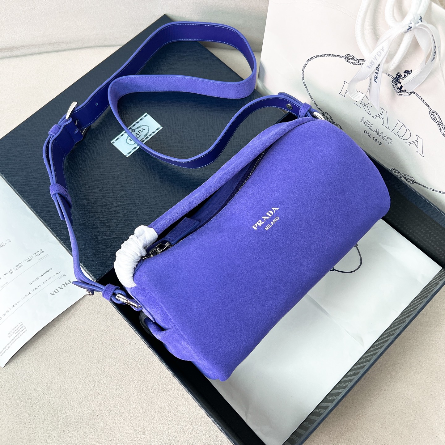 PRADA- Suede Shoulder & Tote Bag 2VH188