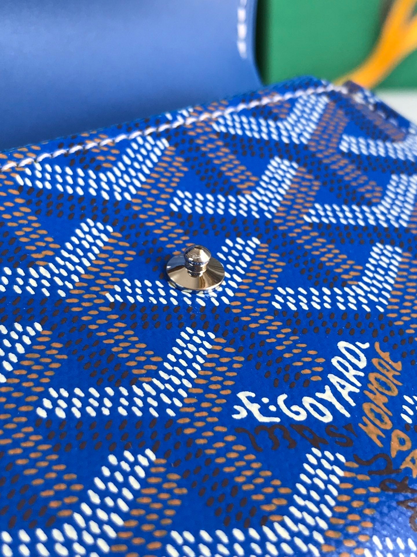 Goyard Saint-Gabriel Wallet 12 Cm Sapphire Blue Calfskin And Goyardine Canvas
