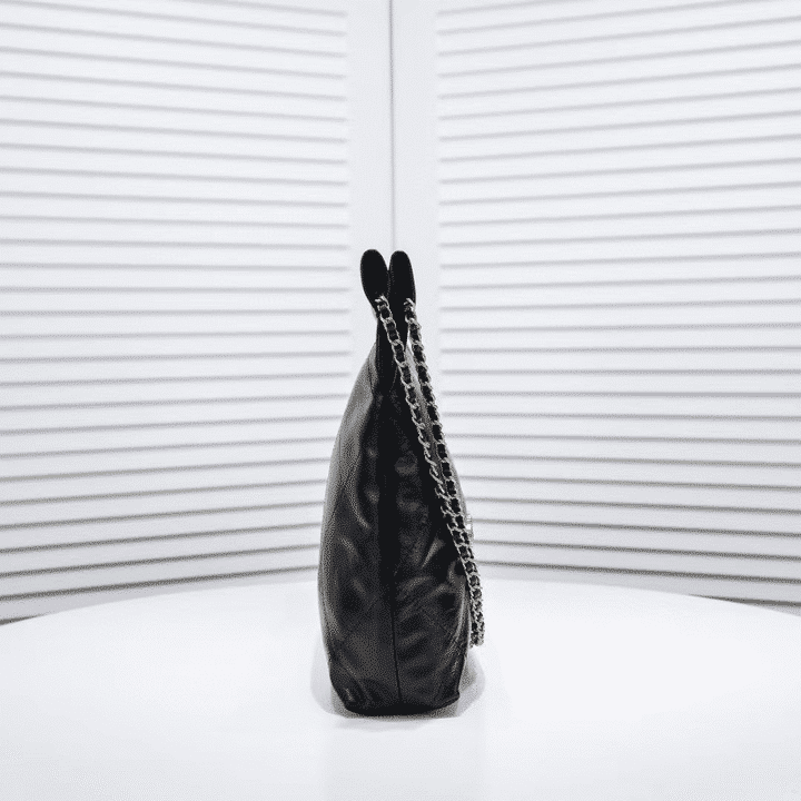 Chanel 22 Handbag Shiny And Gold Tone Metal Black 42Cm As3261 B19059 94305