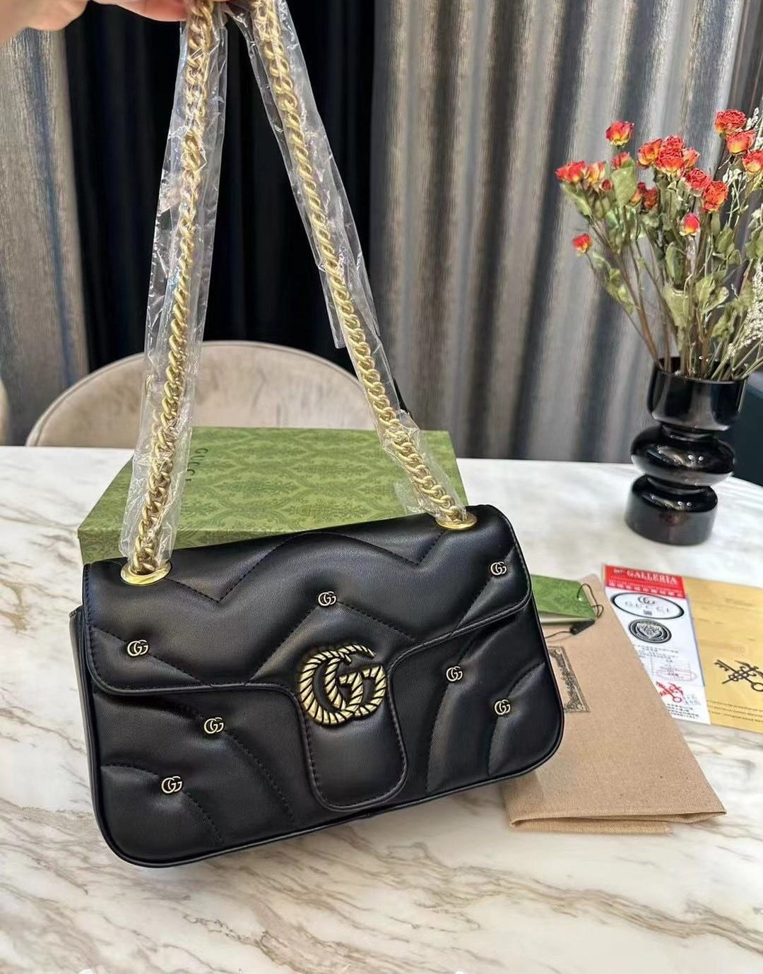 Gucci Gg Marmont Shoulder Bag Black 23Cm 443497 Aacpg 1000