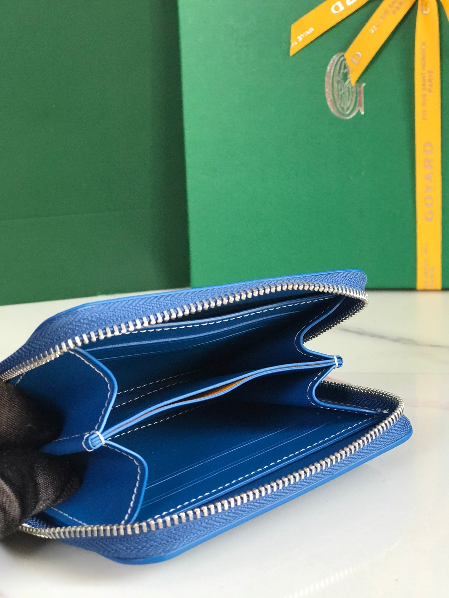 Goyard Matignon Mini Wallet 11 Cm Sapphire Blue Goyardine Canvas And Calfskin