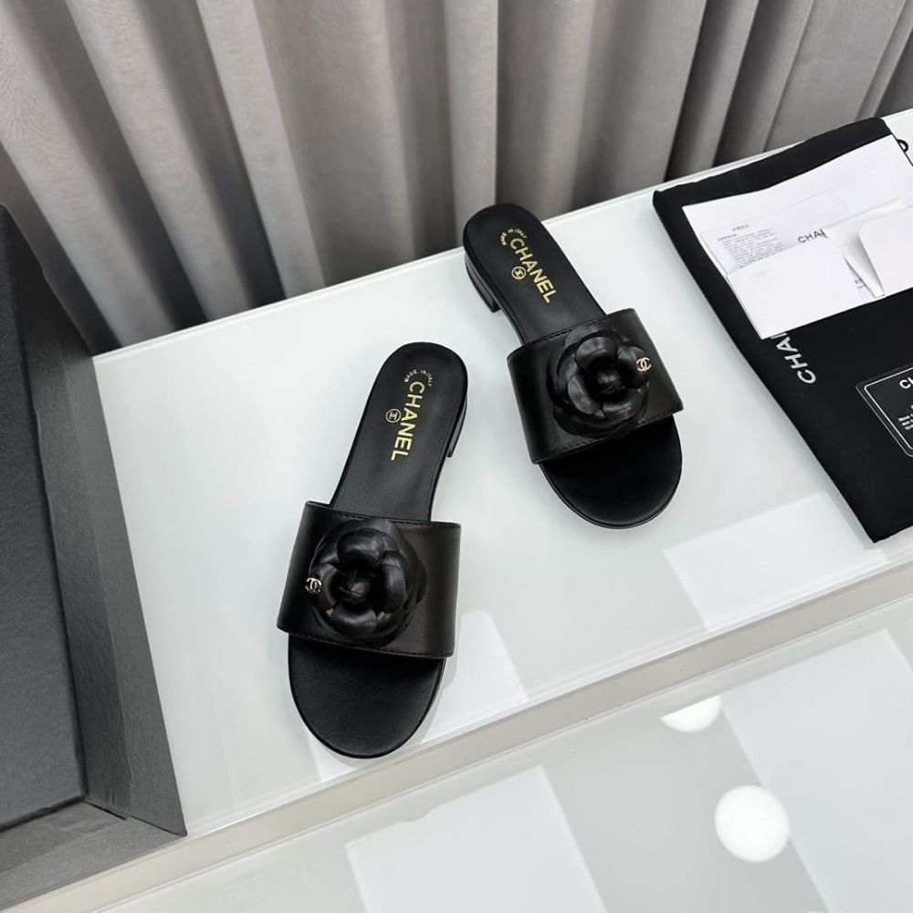 Chanel CC Mules With Camellia In Black G45499 X01000 94305