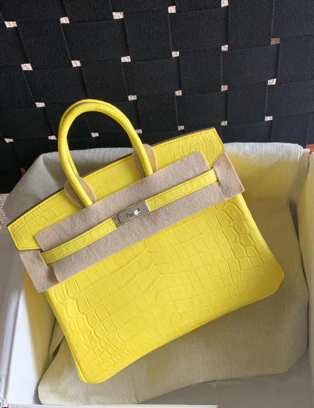 Hermès 25-30 Birkin Lime Matte Alligator with Palladium