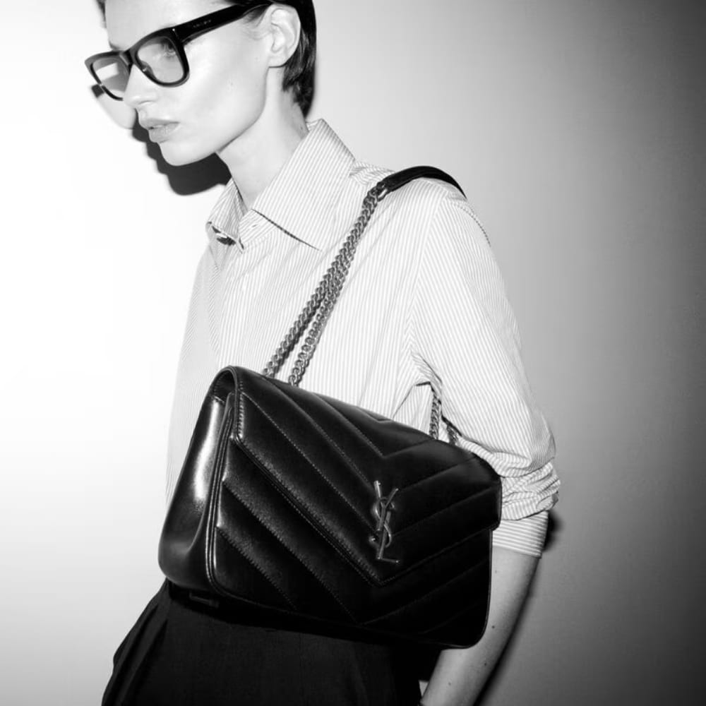 Saint Laurent Loulou Medium Chain Bag Black 29Cm