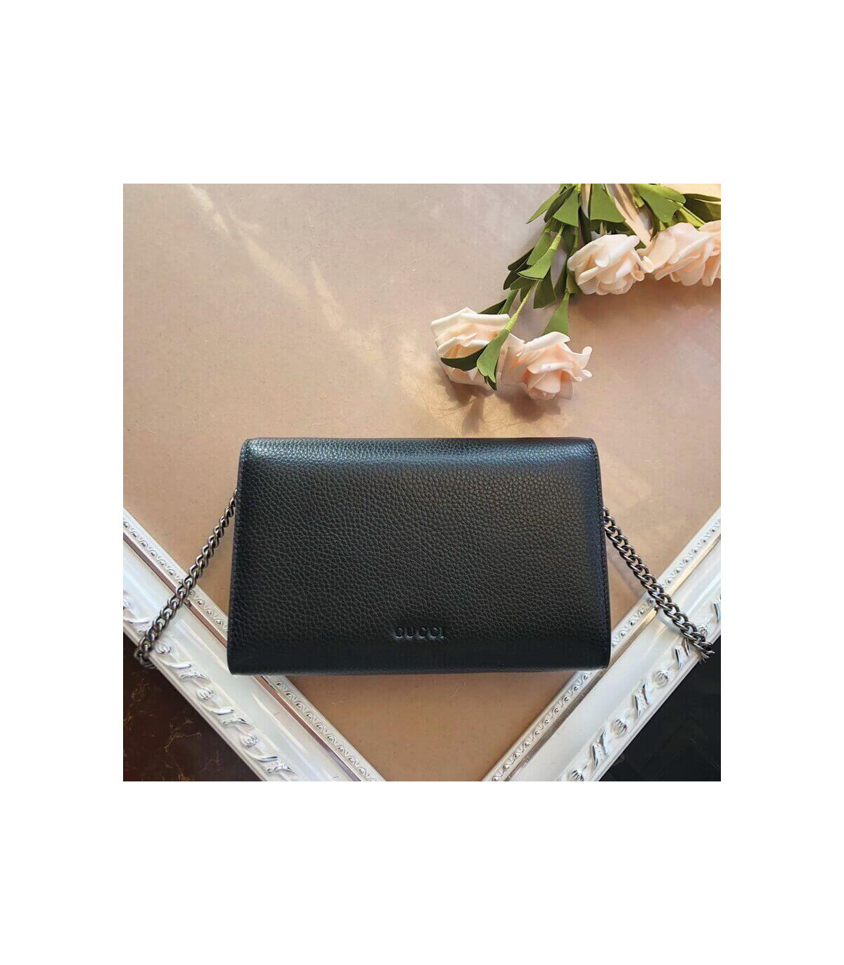 Gucci Dionysus Black Leather Mini Chain Bag