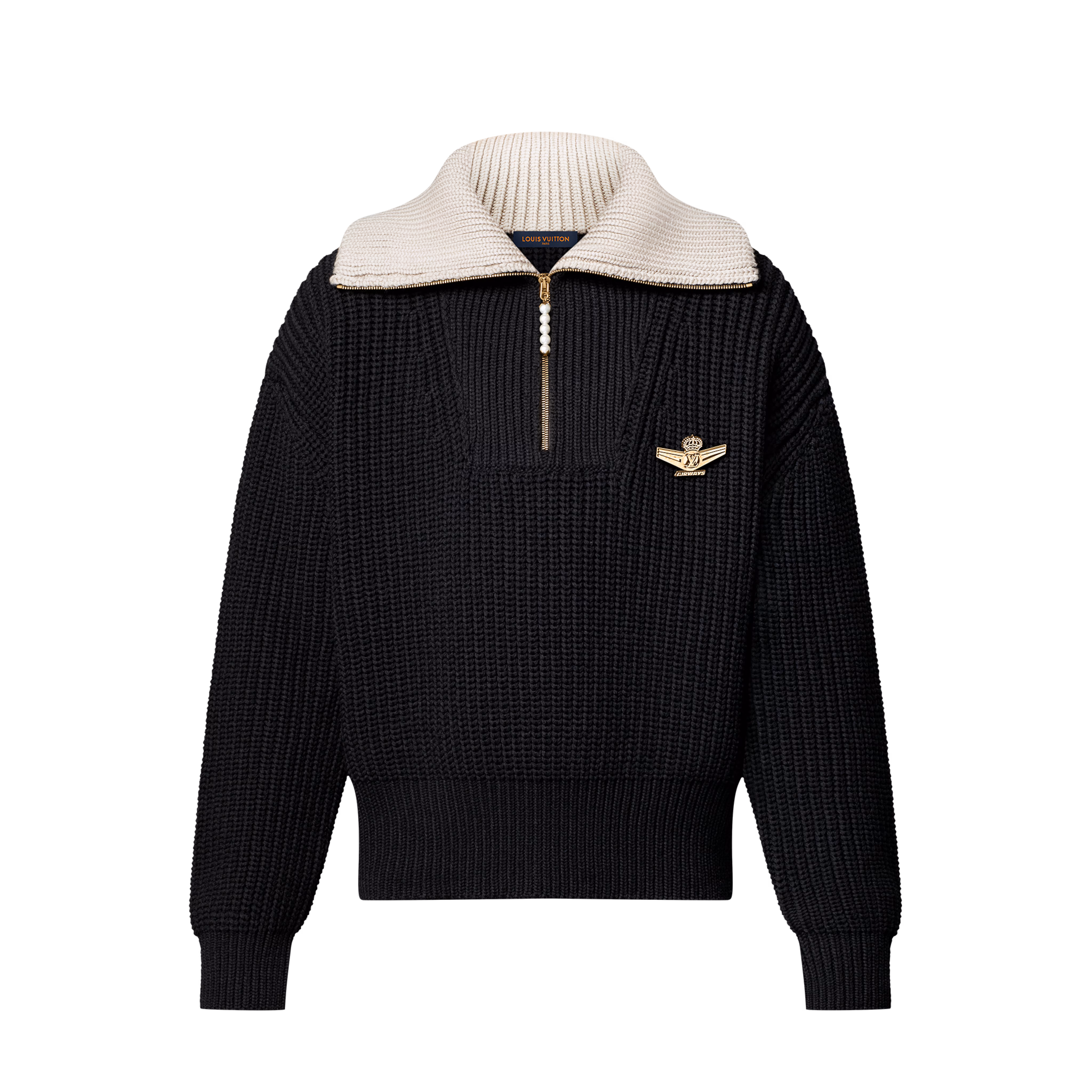 LV 1AHC12 Chunky Wool-Blend Half-Zip Pullover