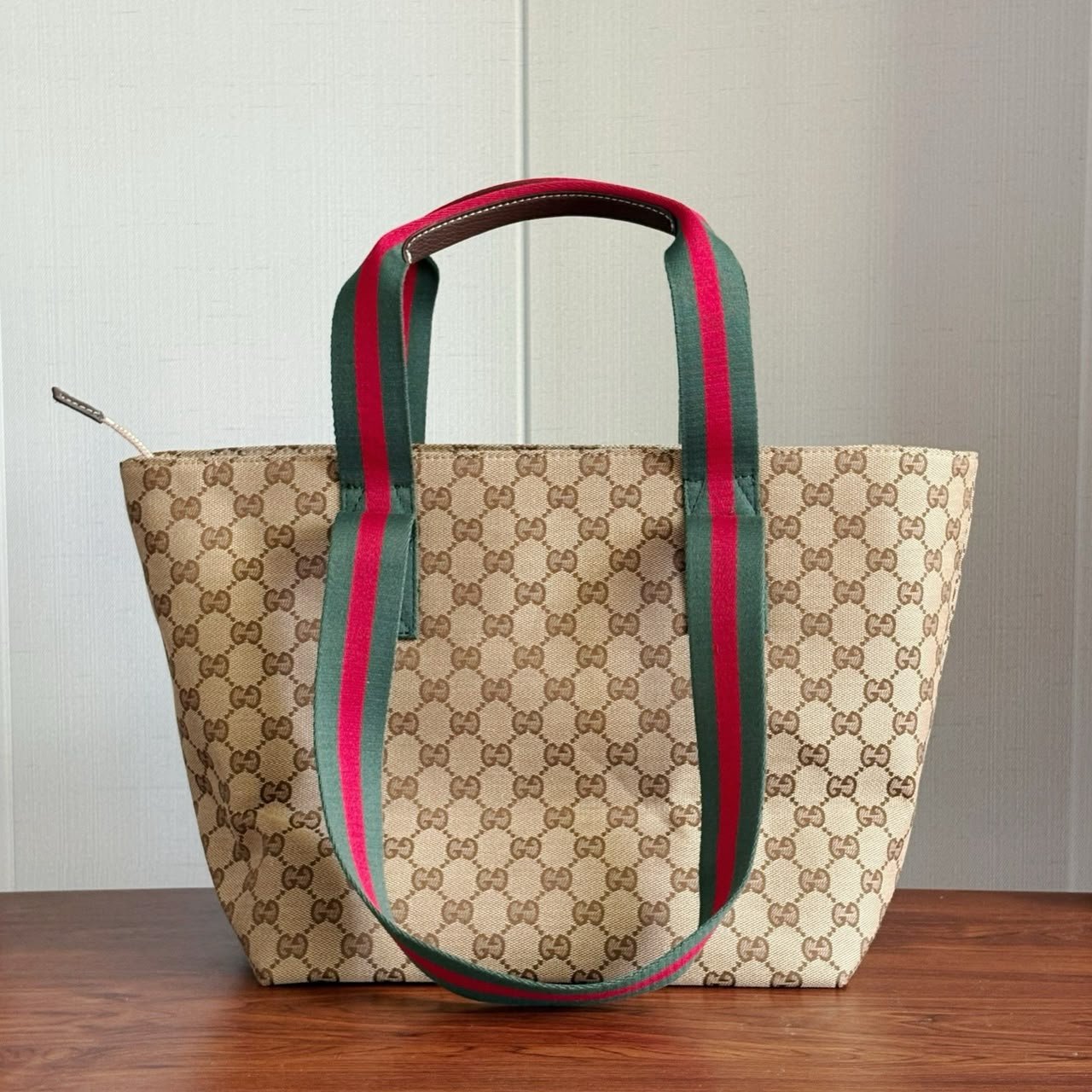Gucci GG Medium Tote Bag 36cm/14.2in Sand And Brown GG Canvas ‎875929