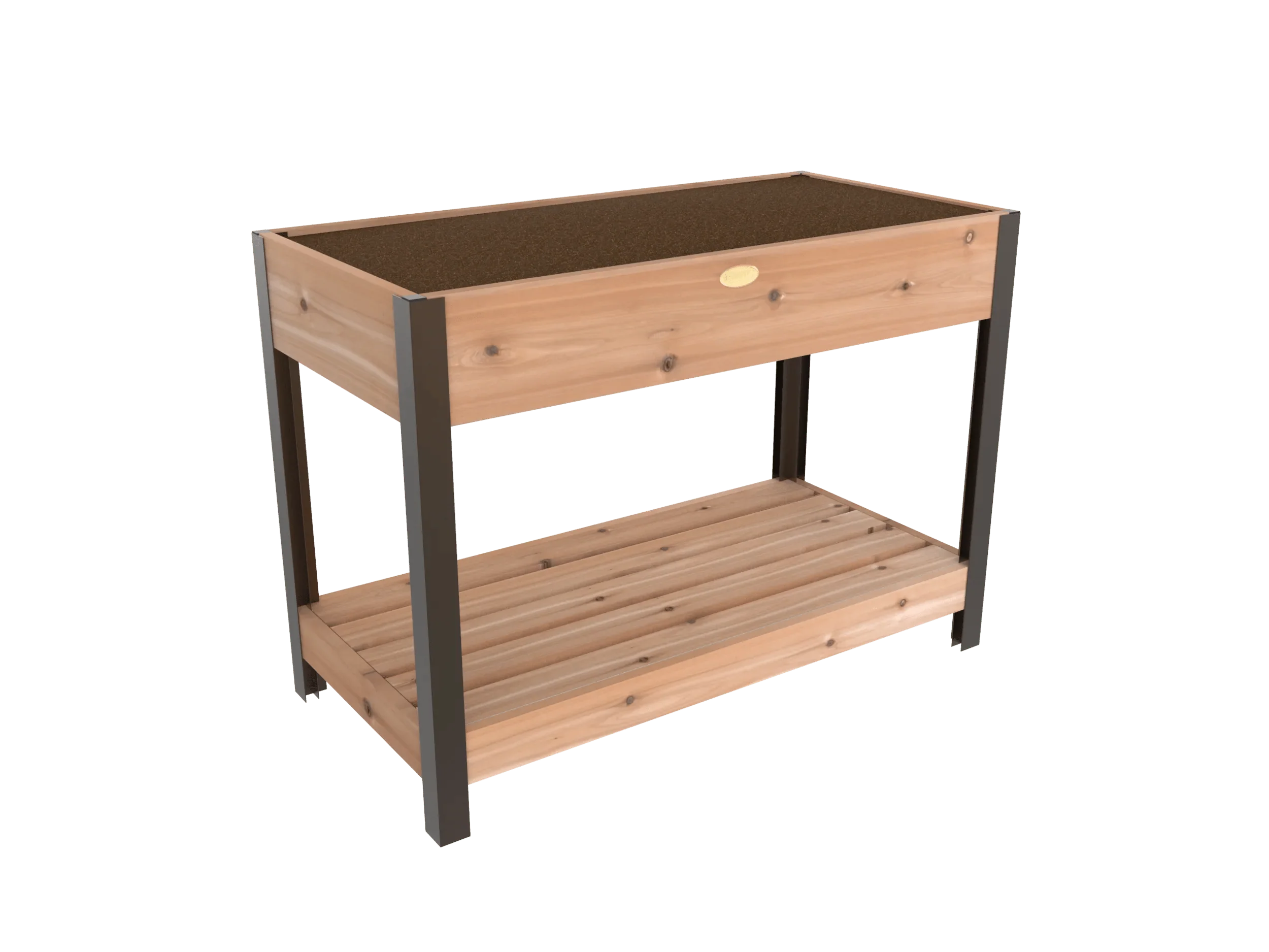 Elevated Cedar Patio Garden with Shelf, 2' x 4'