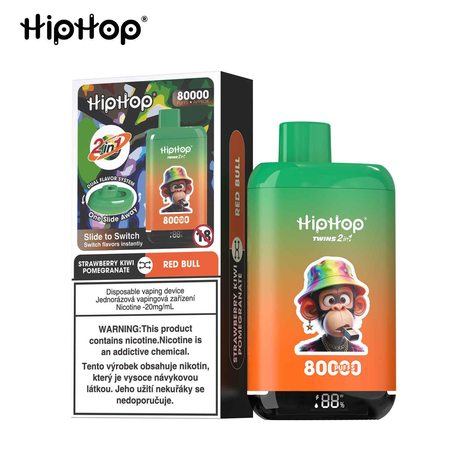 HIPHOP 80k Puffs Prefilled Vape |  Rechargeable