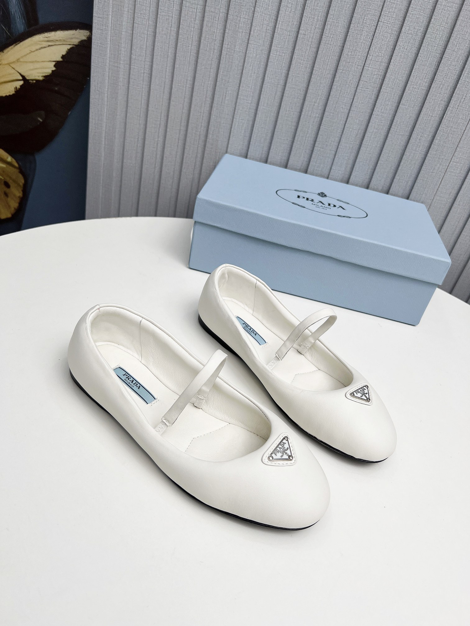 Prada Soft Padded Nappa Leather Ballerinas White