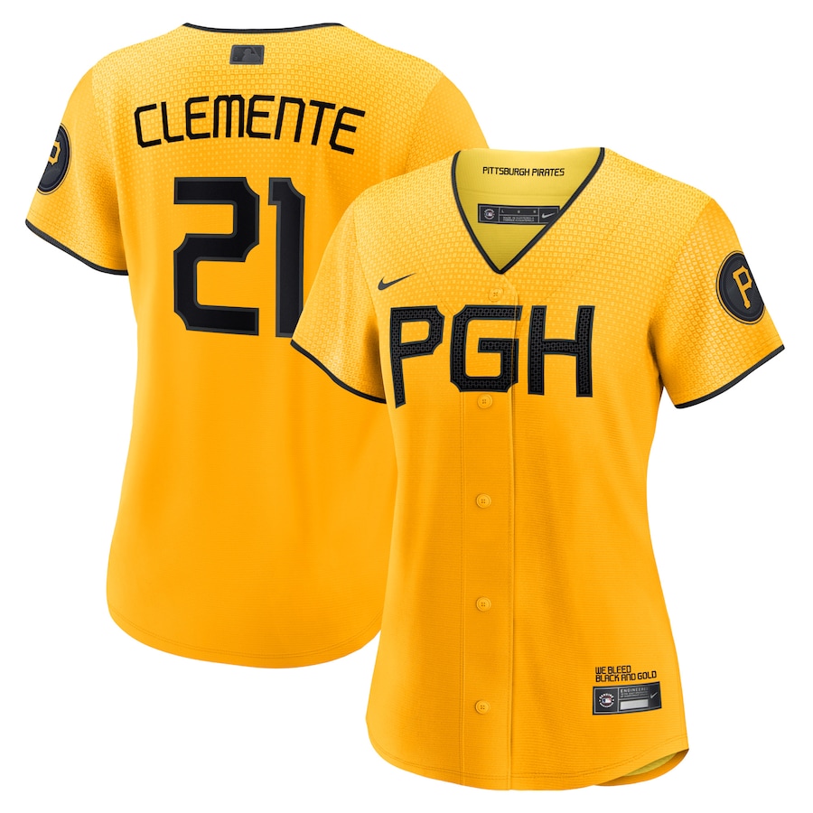 Roberto Clemente Pittsburgh Pirates Women's City Connect Player Jersey Gold