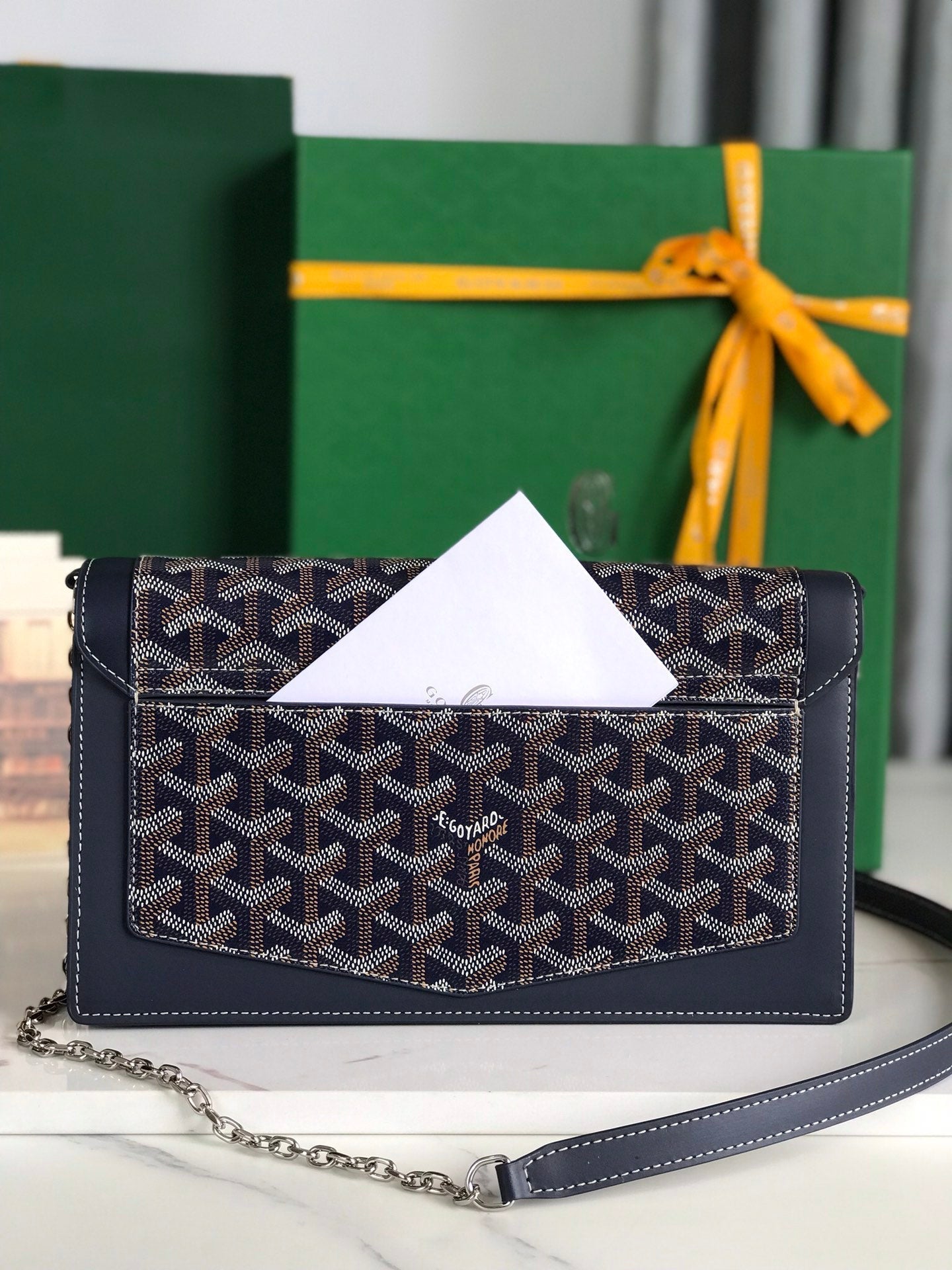Goyard Duchesse Marie-Caroline Bag 25 Cm Navy Blue Goyardine Canvas And Smooth Calfskin