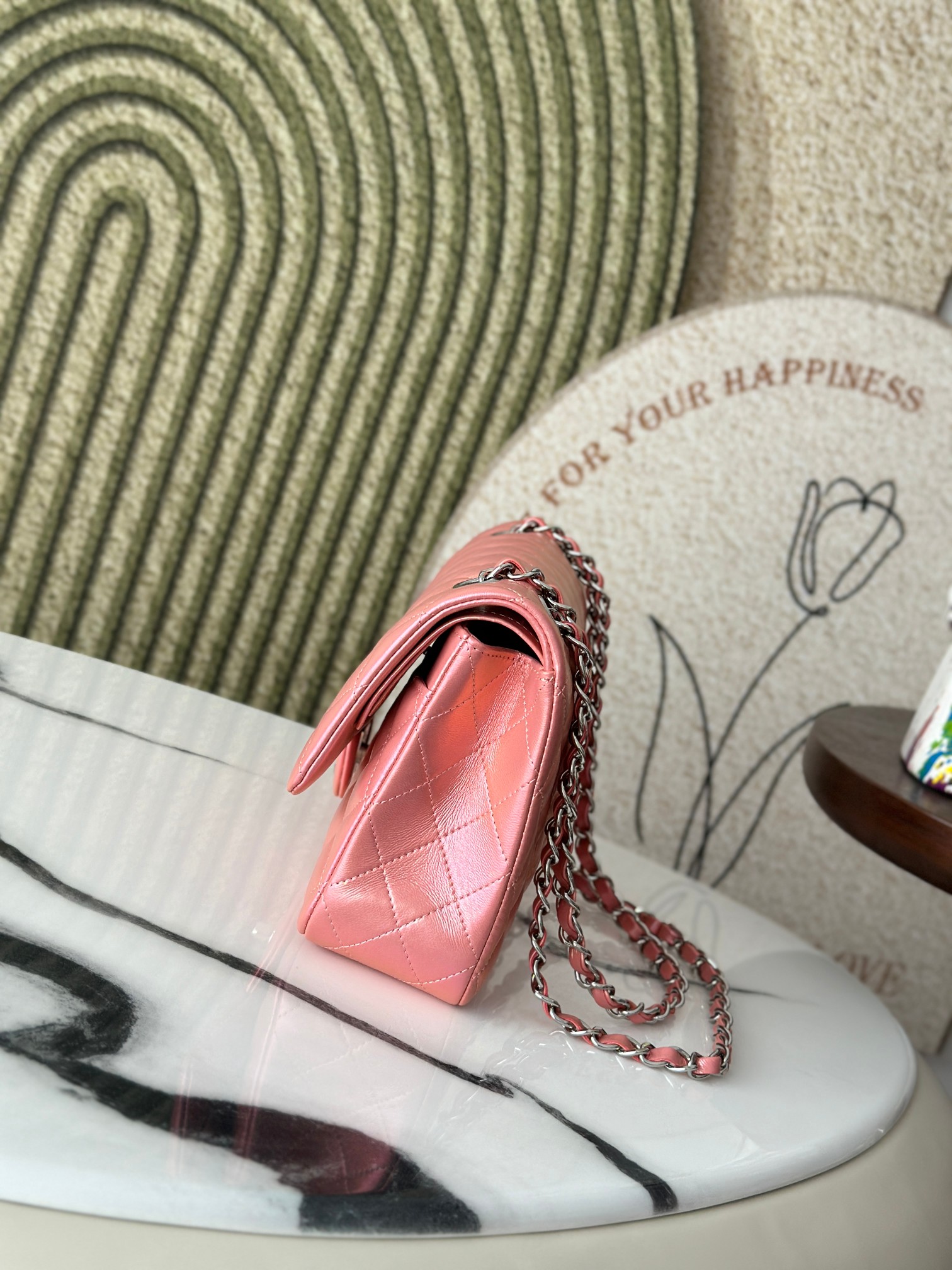 20C Spring Summer Iridescent Light Pink Calfskin Classic Flap Bag