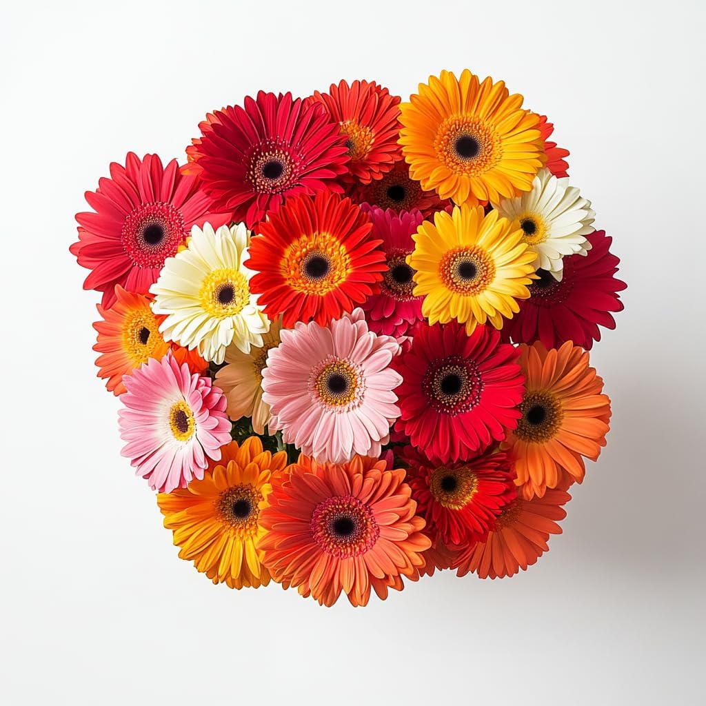 GlobalRose Gerbera Daisies 20 Stems of Assorted Color - Fresh Flowers Bouquet for Delivery