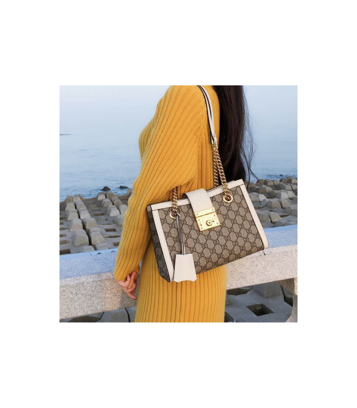 Gucci GG Supreme Padlock Small Shoulder Bag White